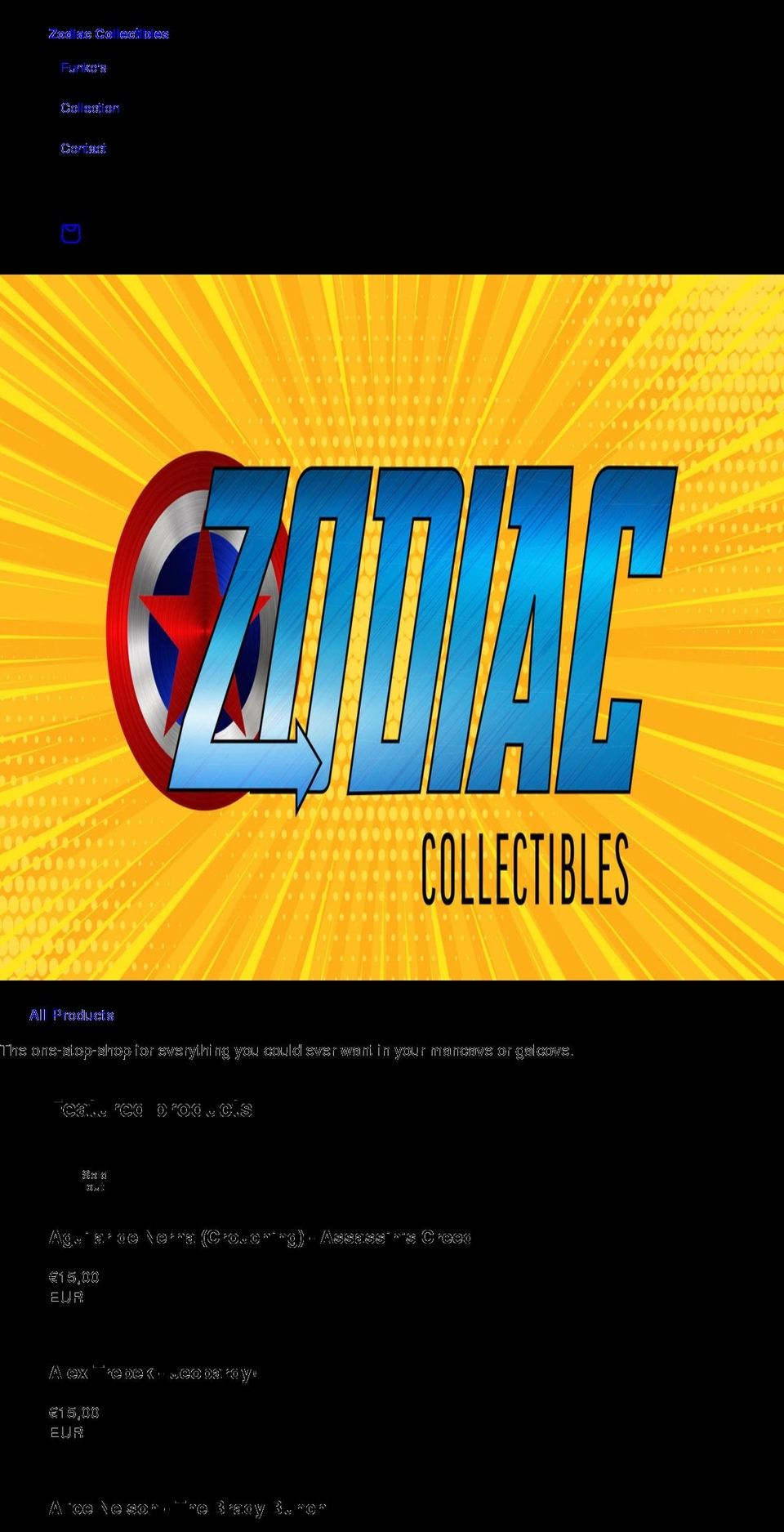 zodiac-collectibles.com shopify website screenshot