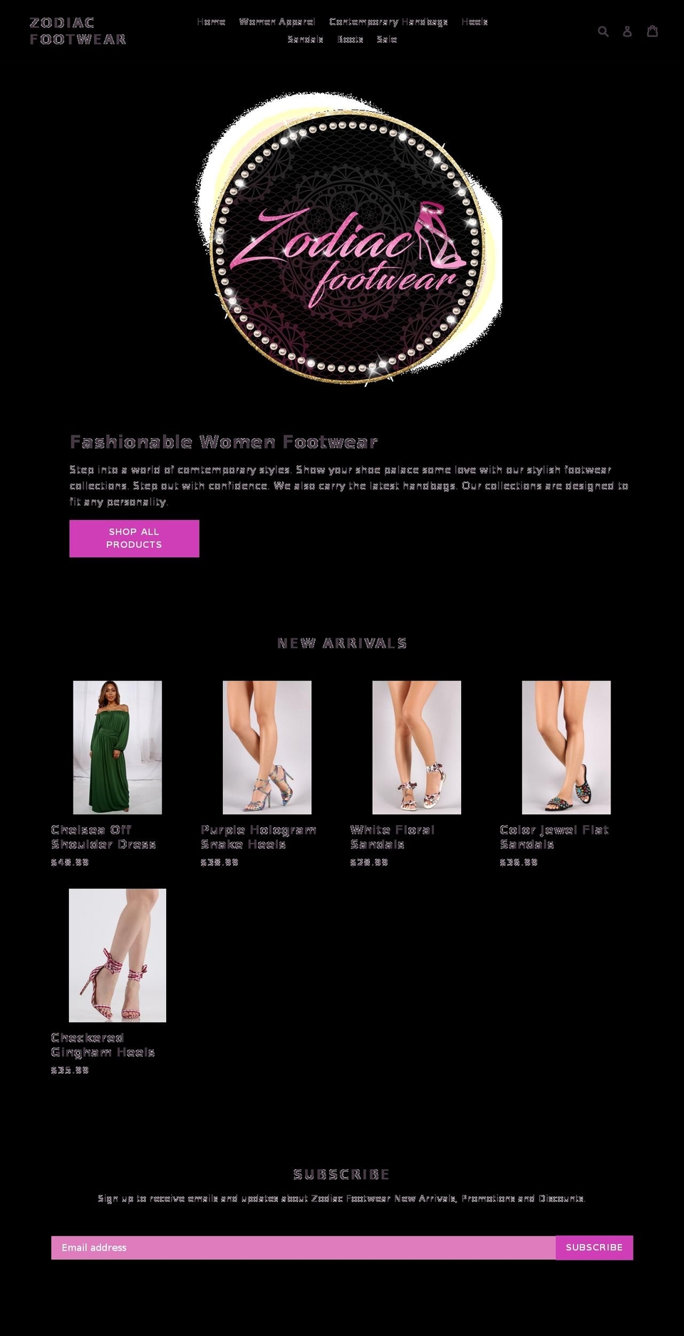 zodiac-footwear.com — Shopify storefront screenshot