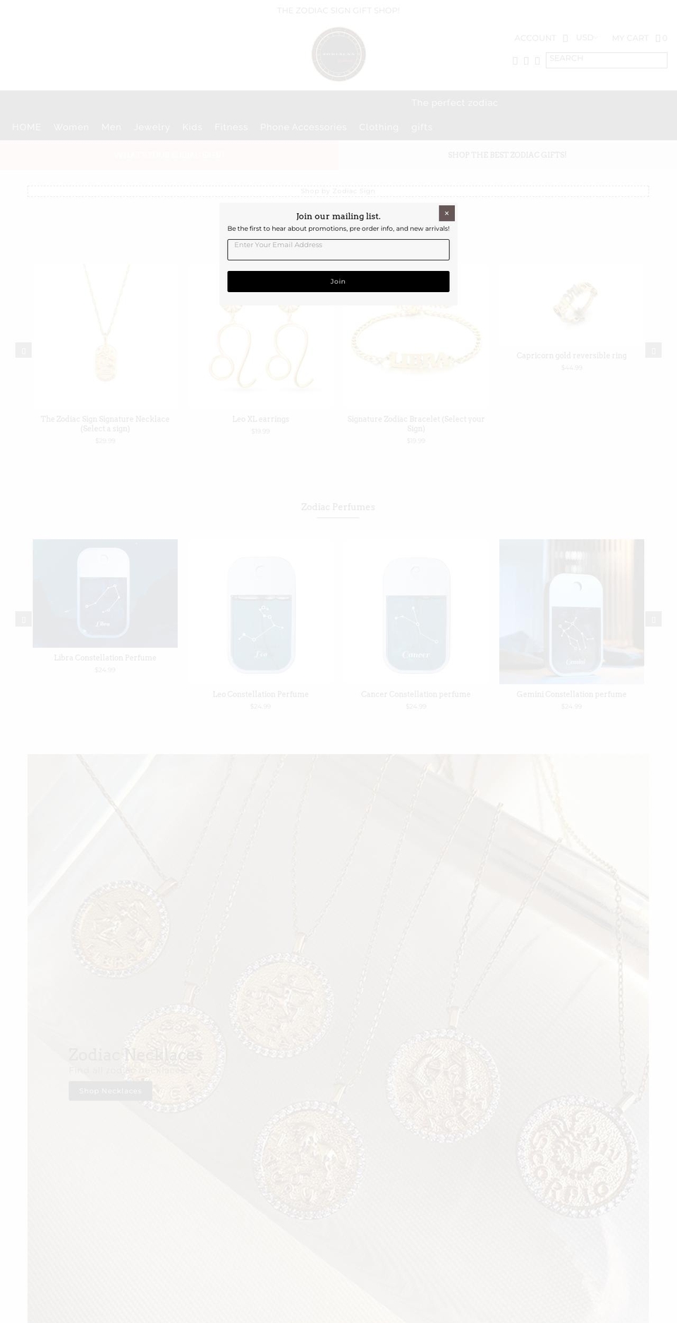 zodiacaa.com — Shopify storefront screenshot