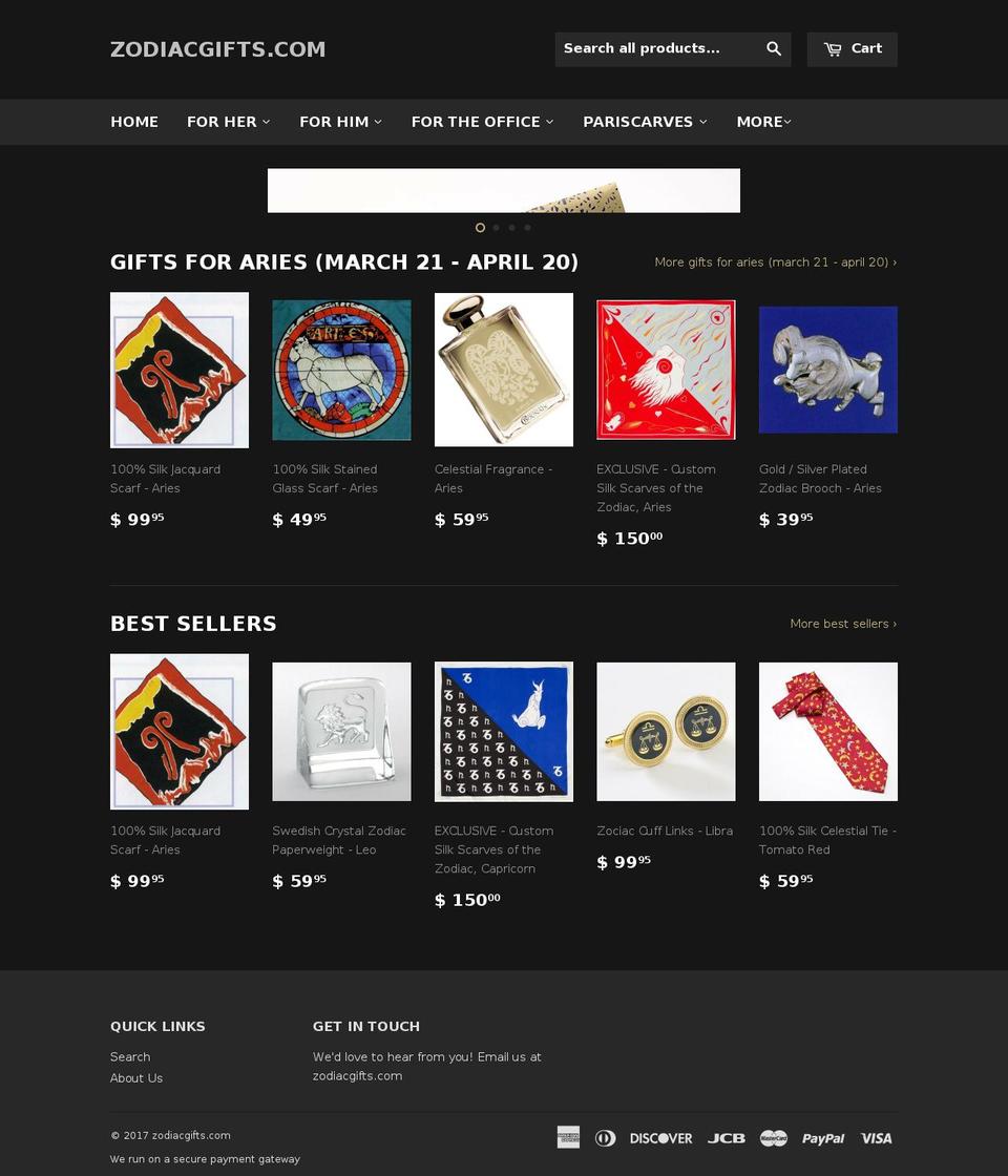 zodiacgifts.com shopify website screenshot