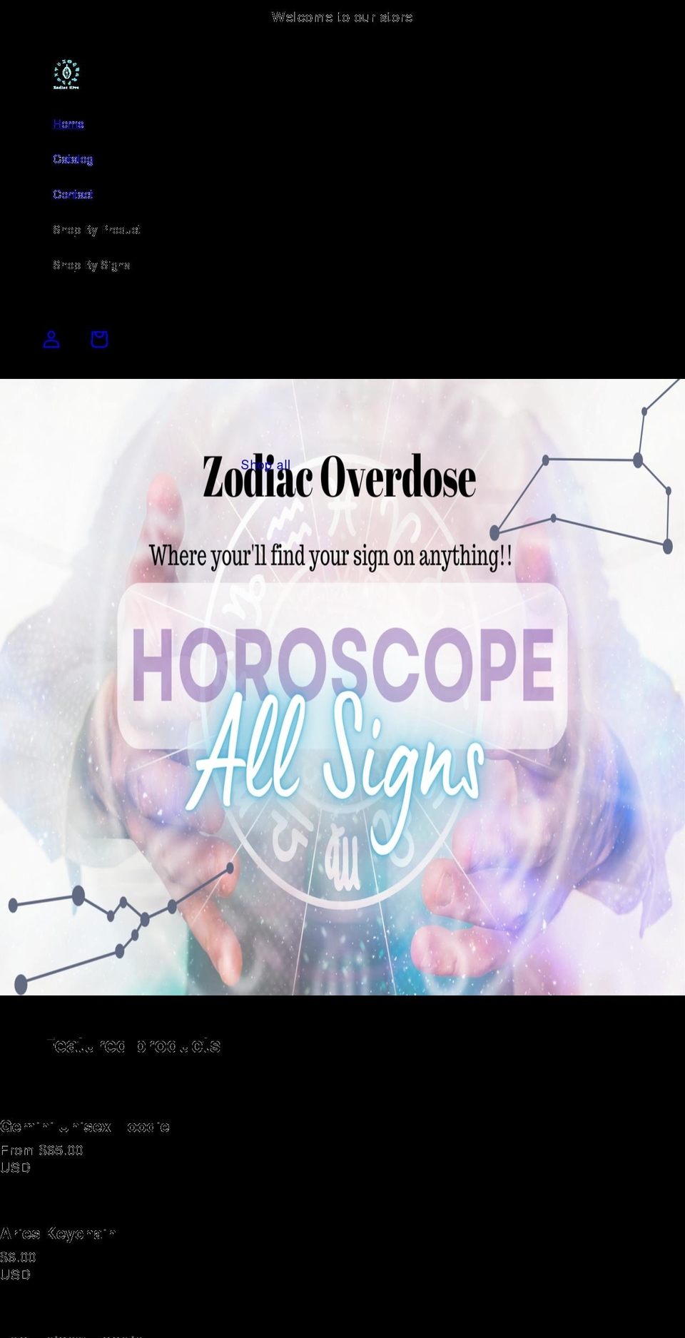 zodiachive.com shopify website screenshot