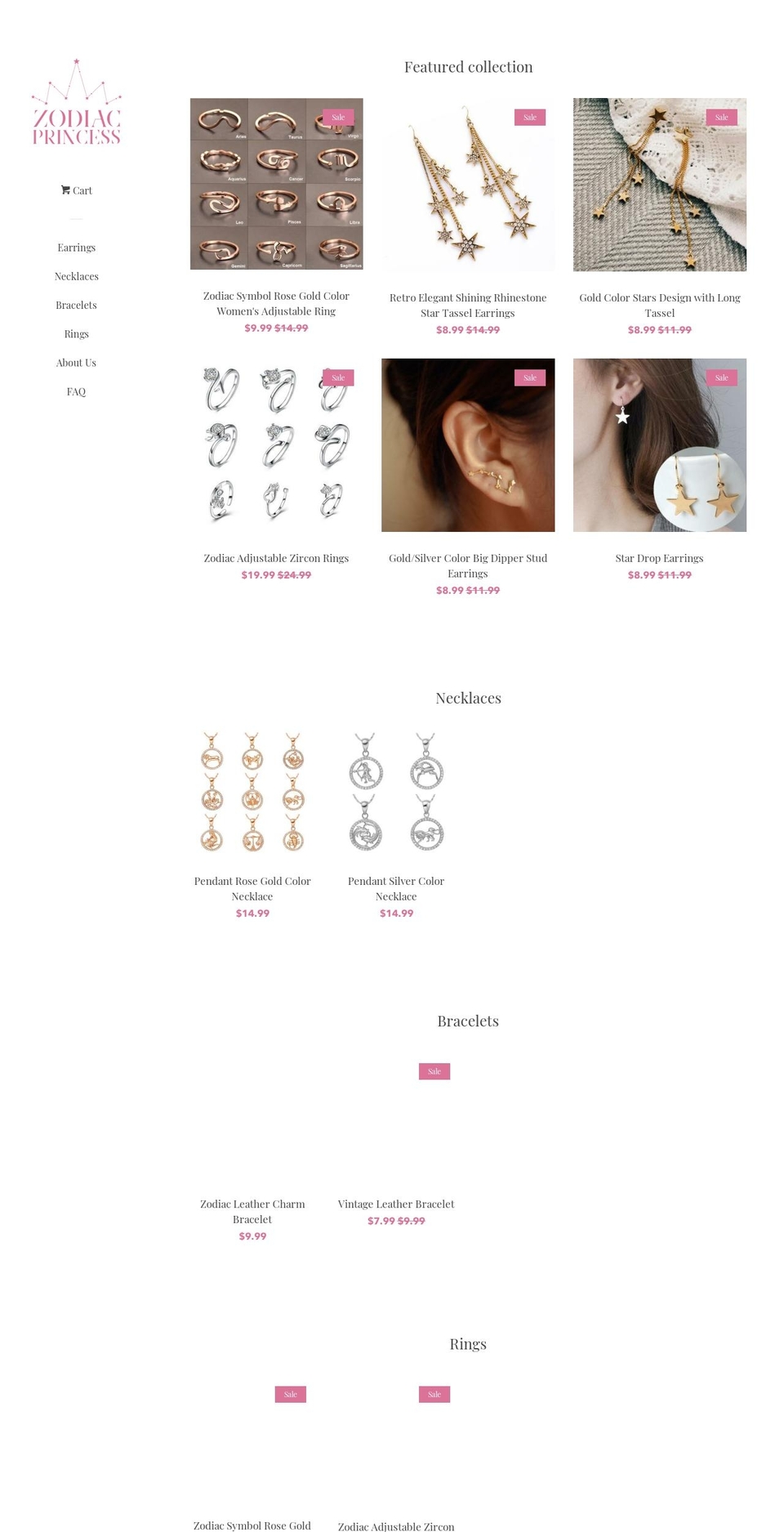 zodiacprincess.com shopify website screenshot