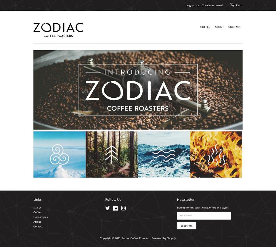 zodiacroaster.com shopify website screenshot