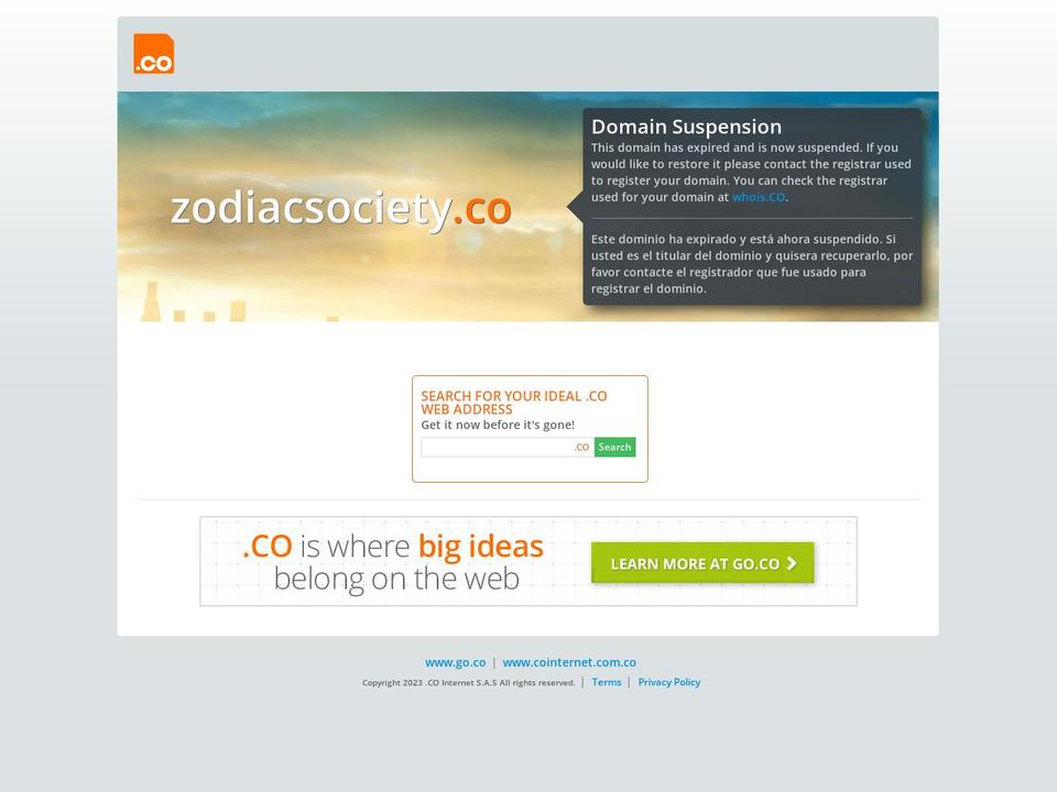 zodiacsociety.co shopify website screenshot