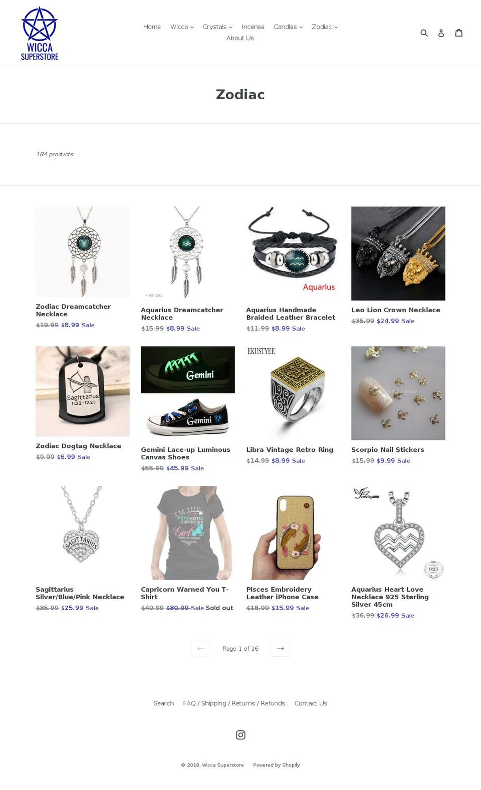 zodiacsuperstore.com — Shopify storefront screenshot