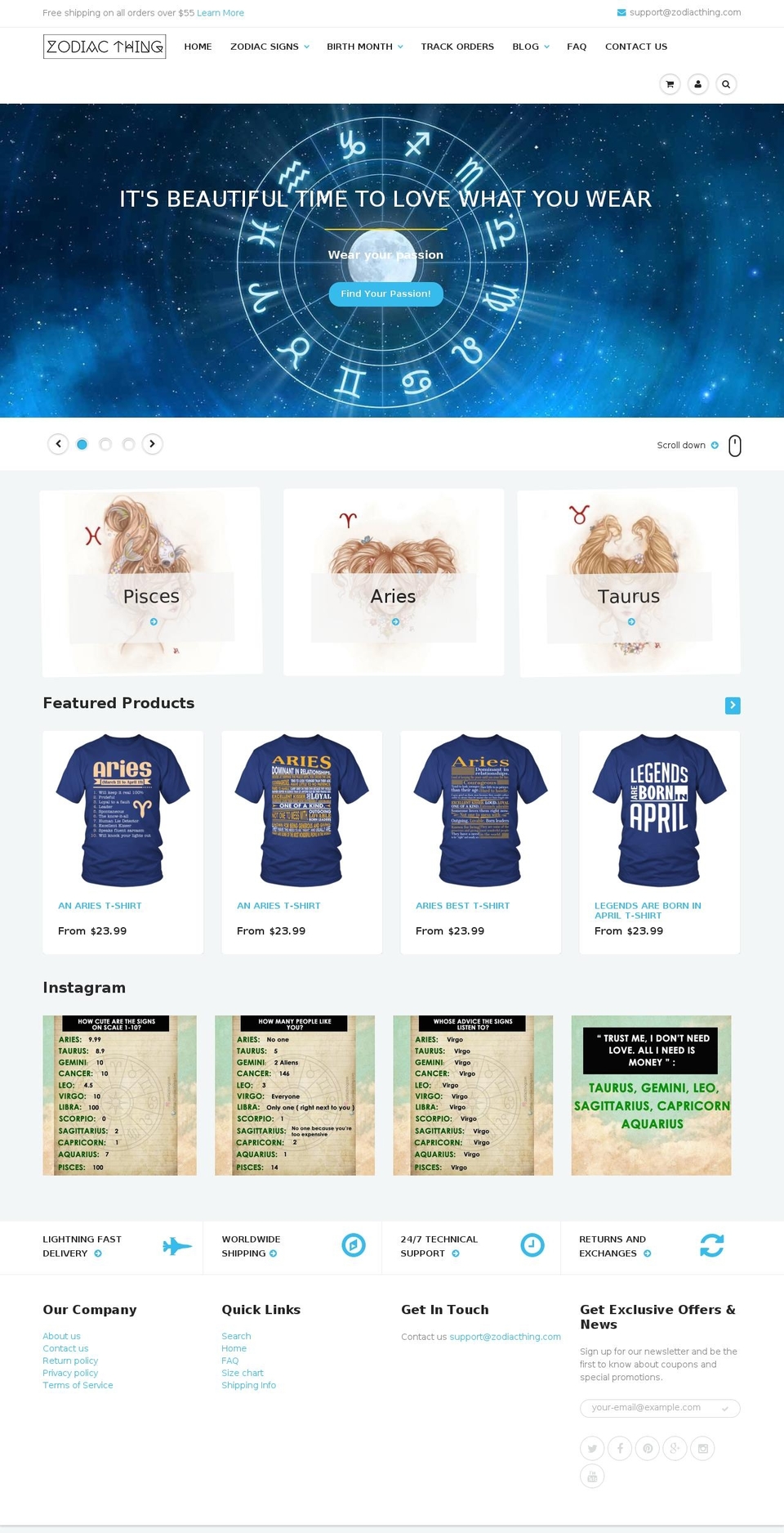 zodiacthing.us shopify website screenshot