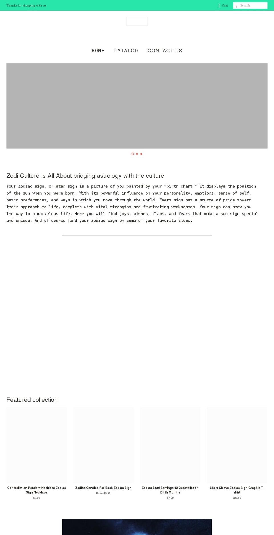 zodiculture.com shopify website screenshot