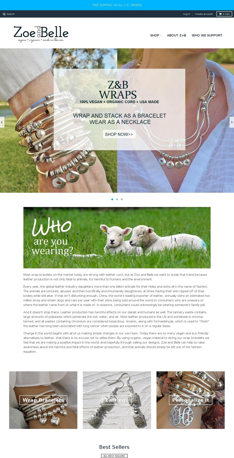 zoeandbelle.com shopify website screenshot