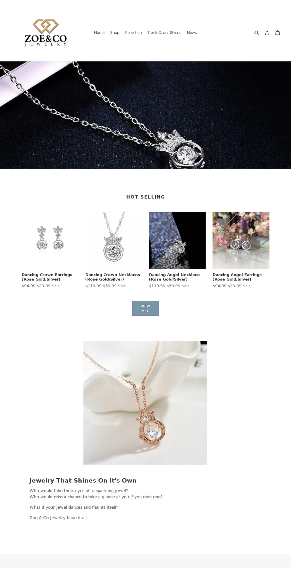 zoeandcojewelry.com shopify website screenshot