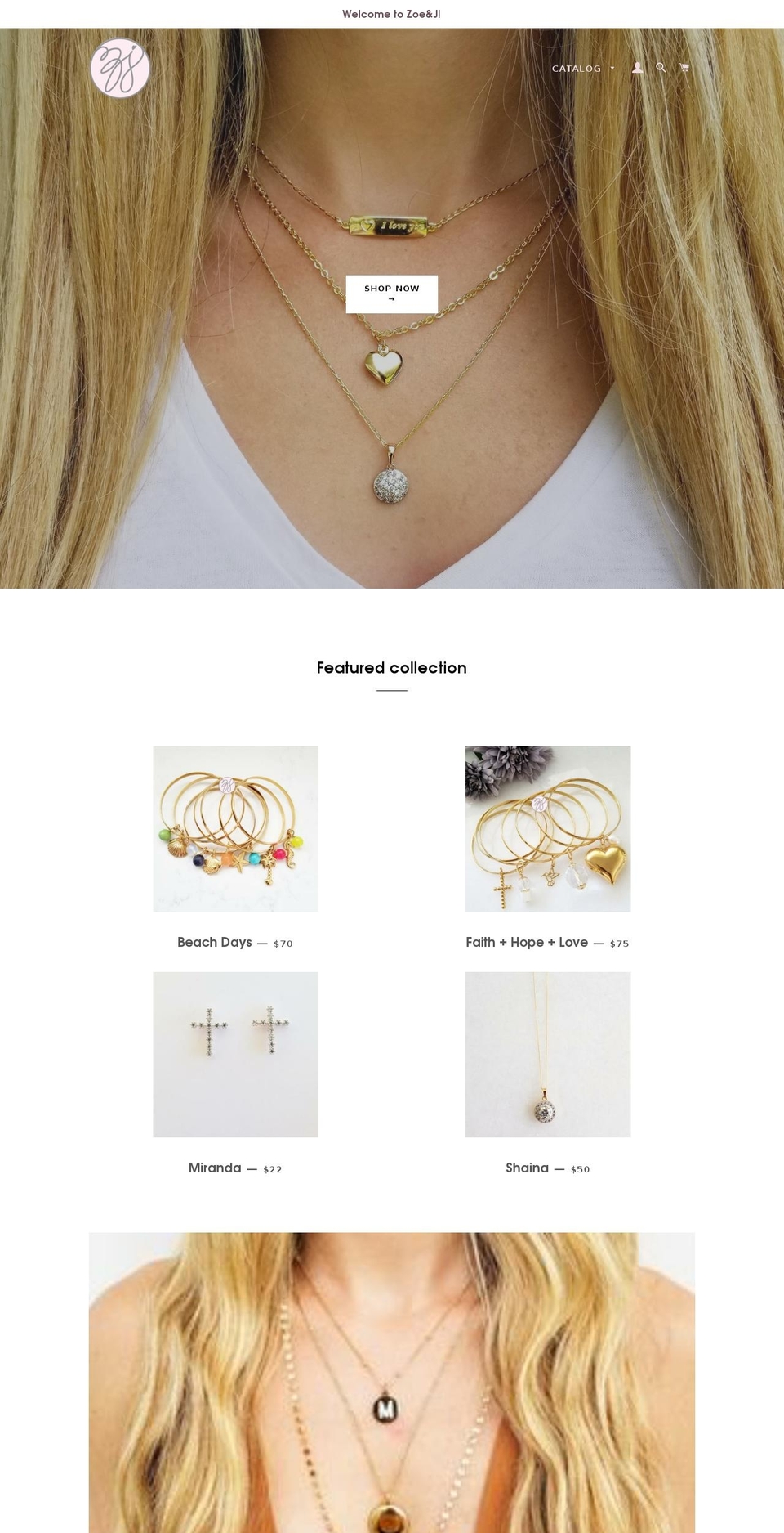 zoeandj.com — Shopify storefront screenshot