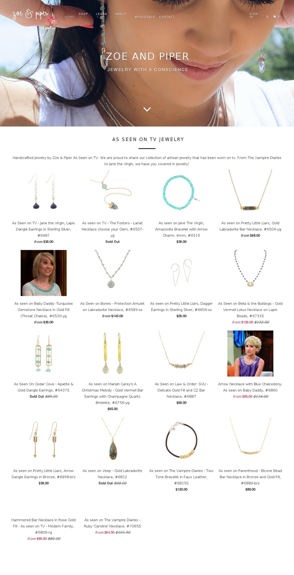 zoeandpiper.com shopify website screenshot