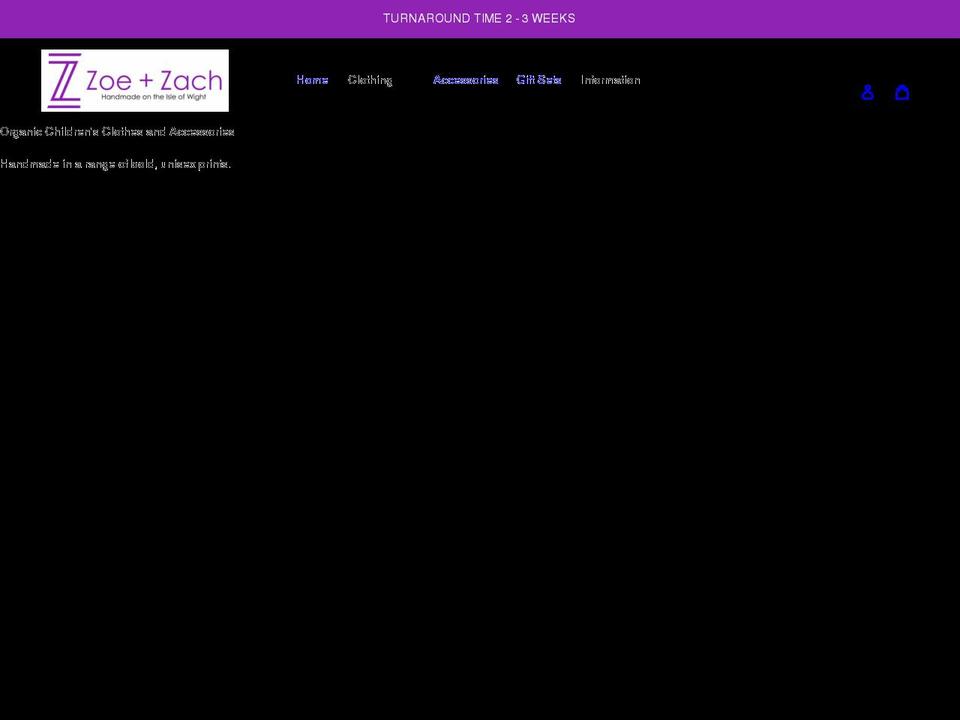 zoeandzach.co.uk shopify website screenshot