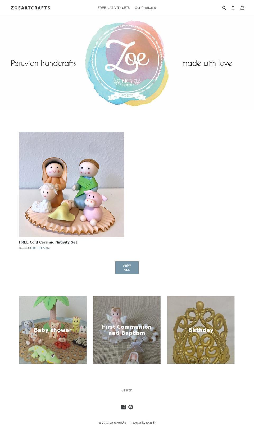 zoeartsncrafts.com — Shopify storefront screenshot