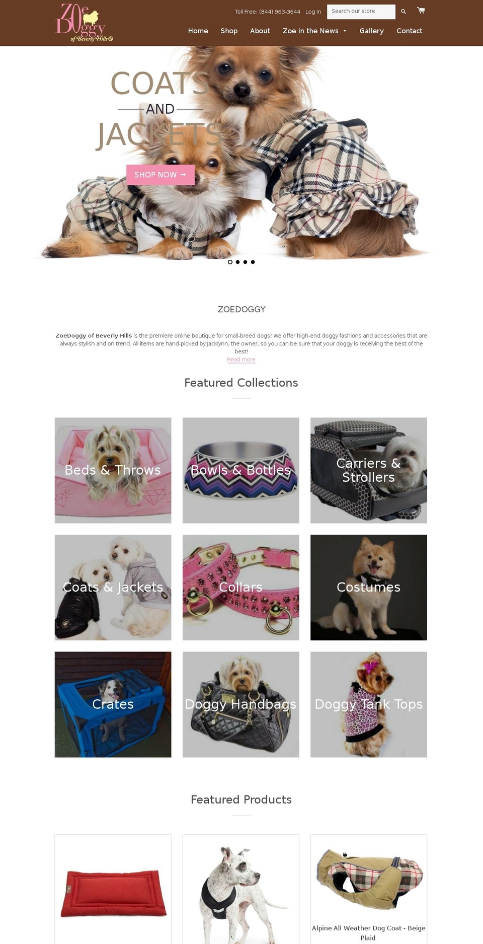 zoedoggy.com shopify website screenshot