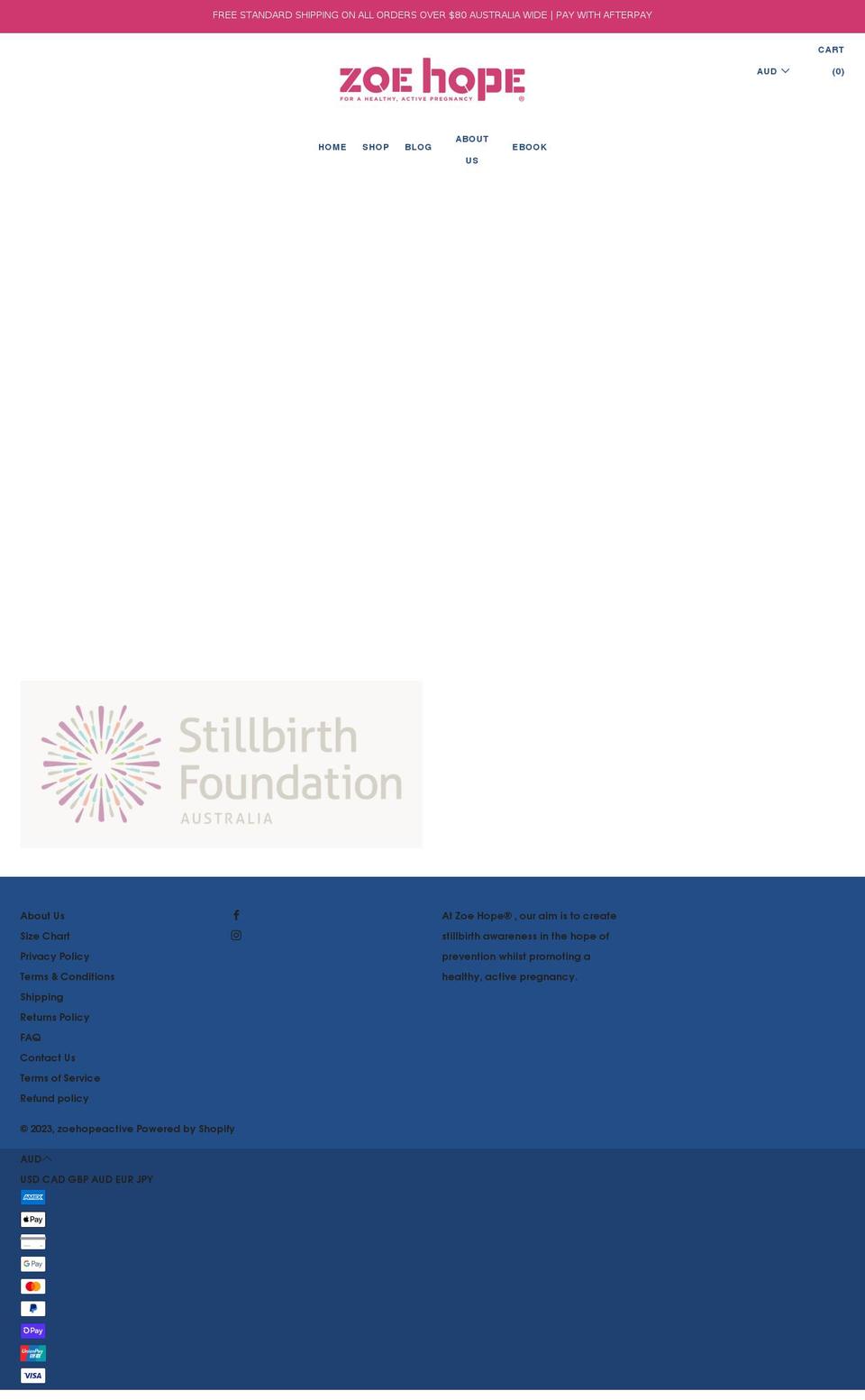 zoehope.com.au shopify website screenshot