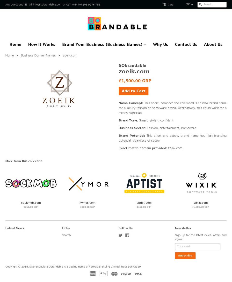 zoeik.com — Shopify storefront screenshot