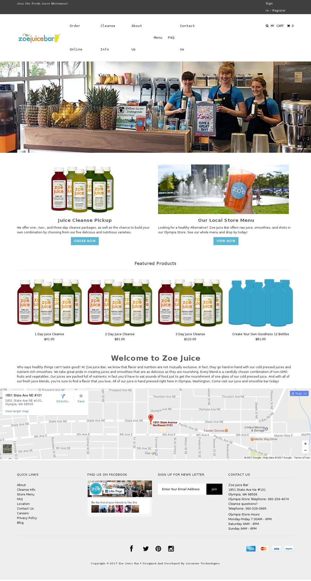 Itg-Project Shopify theme site example zoejuicebar.com