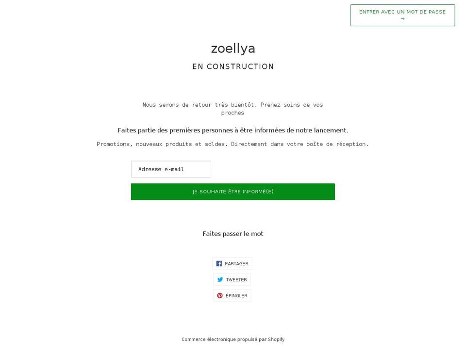 zoellya.com shopify website screenshot