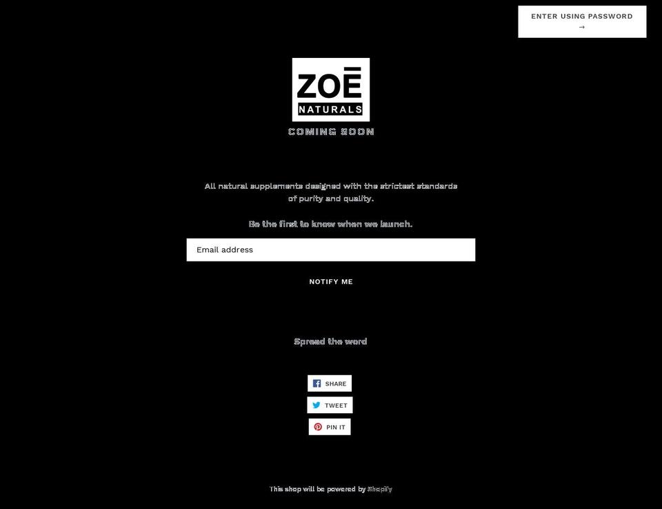 zoenaturals.com — Shopify storefront screenshot