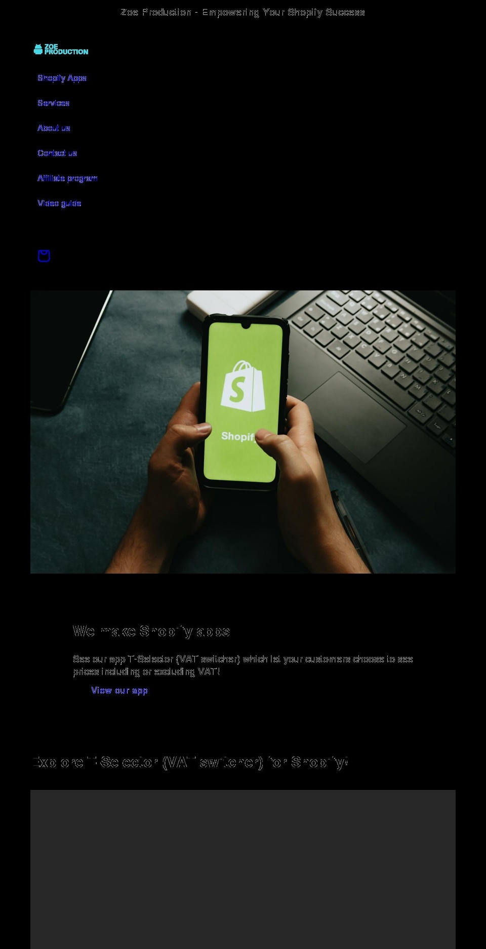 zoeproduction.com shopify website screenshot