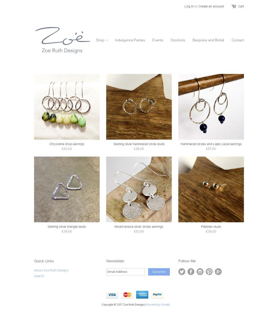 zoeruthdesigns.co.uk shopify website screenshot