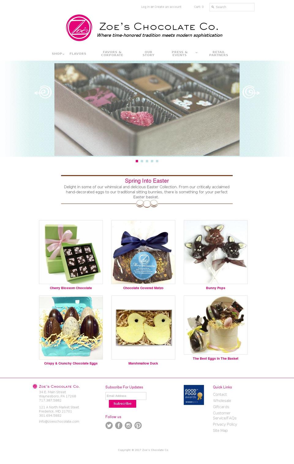 Wholesale Shopify theme site example zoeschocolate.com