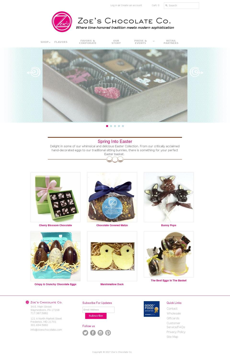 zoeschocolates.com shopify website screenshot