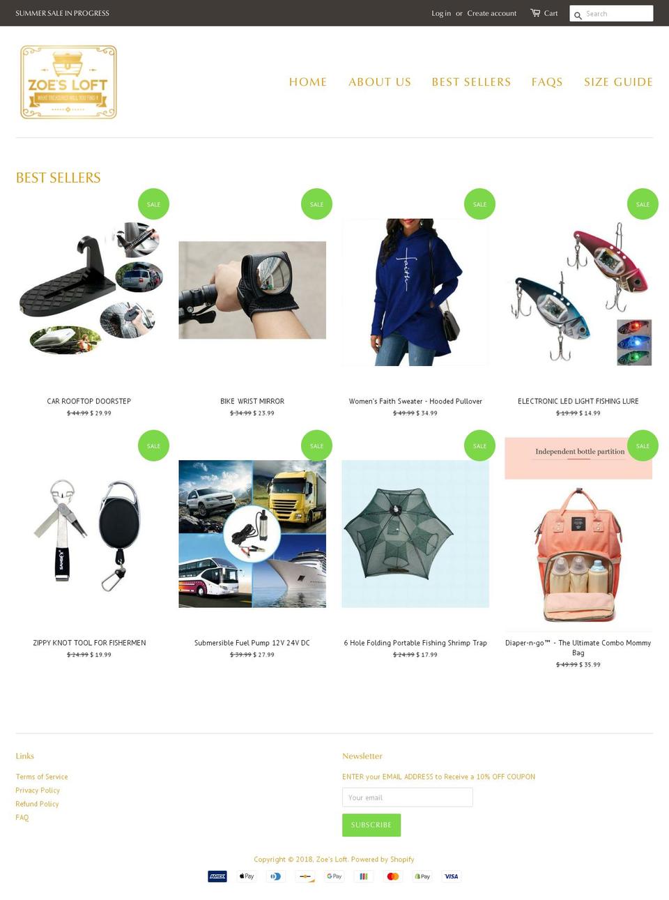 zoesloft.com — Shopify storefront screenshot