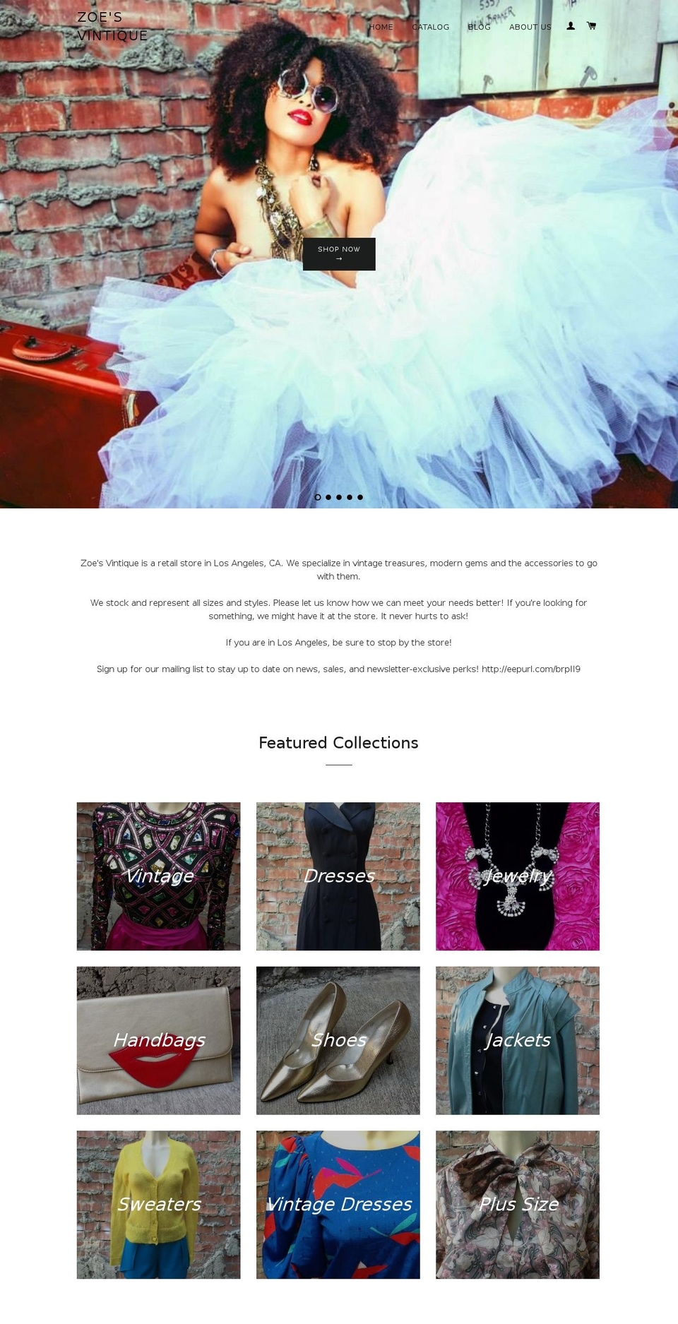 zoesvintique.com shopify website screenshot