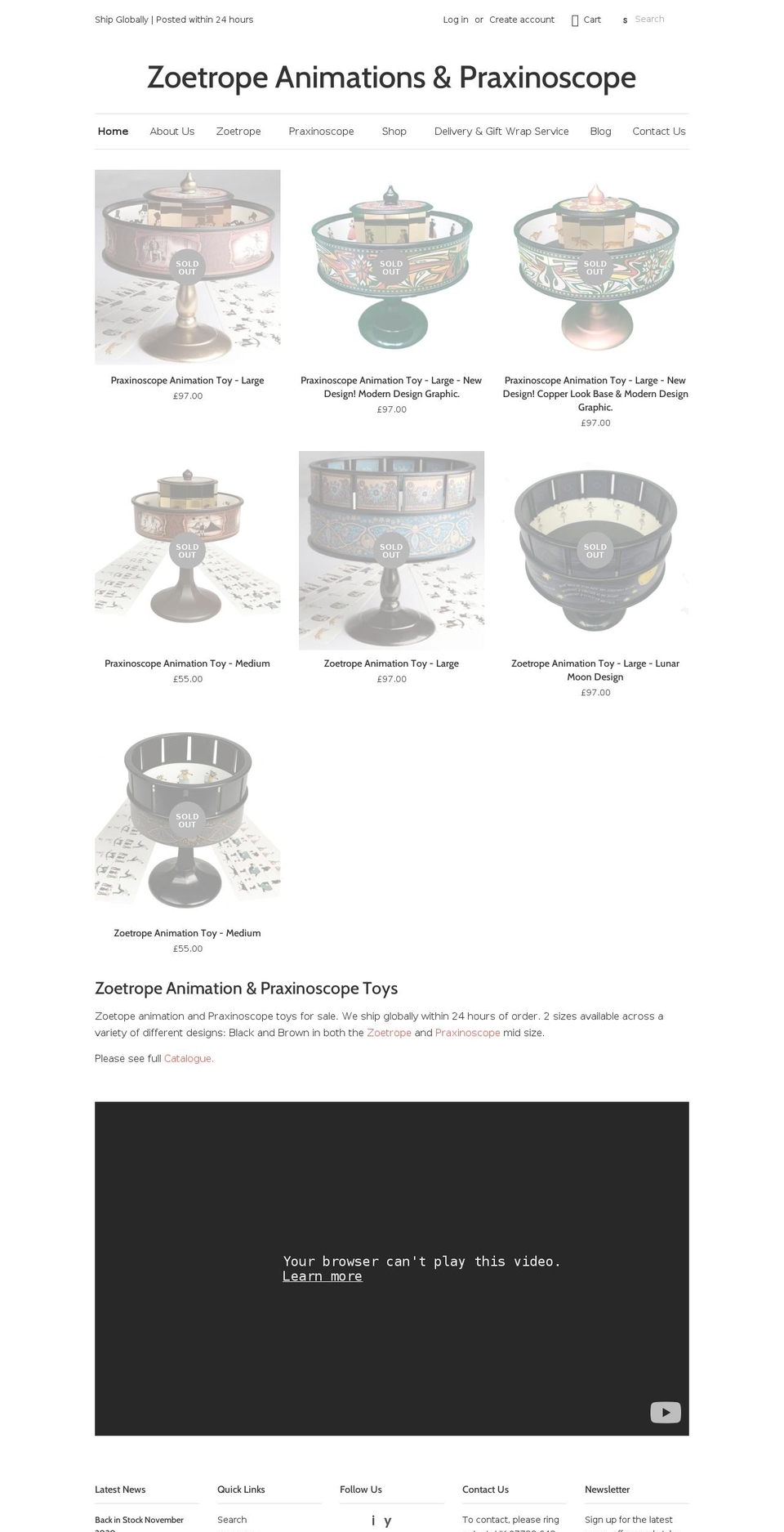 zoetrope-animations.myshopify.com shopify website screenshot