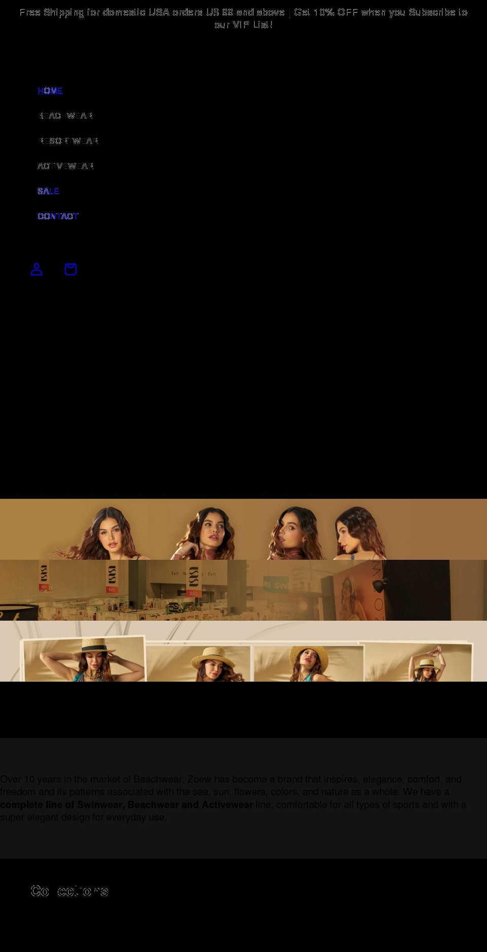 zoewbeachwear.com shopify website screenshot