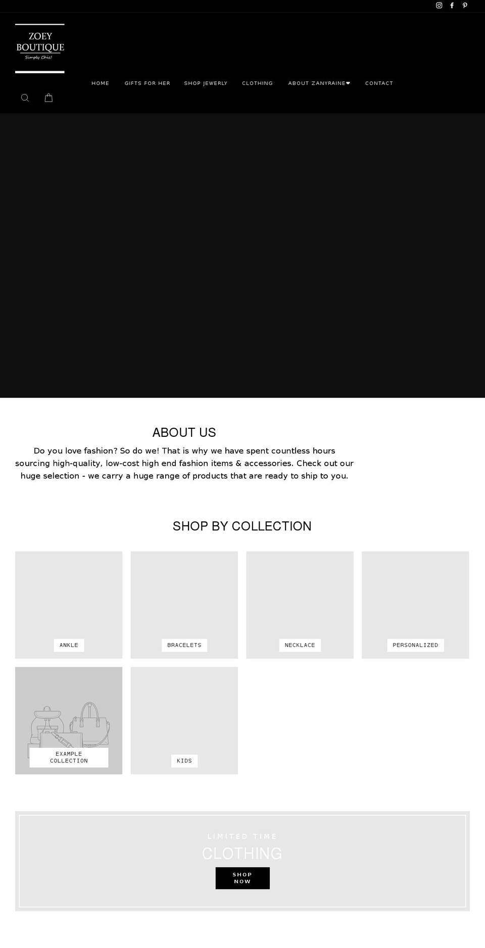 boutique Shopify theme site example zoeyboutique.com