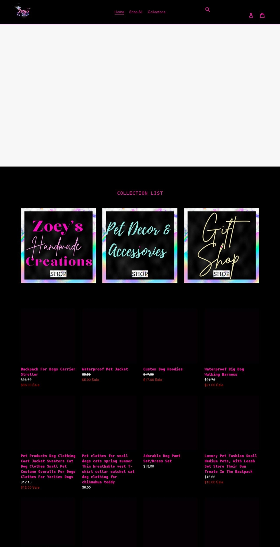 zoeyslittlepetshop.com shopify website screenshot