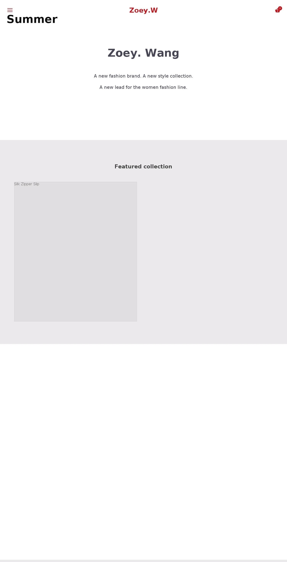 zoeyw.com — Shopify storefront screenshot