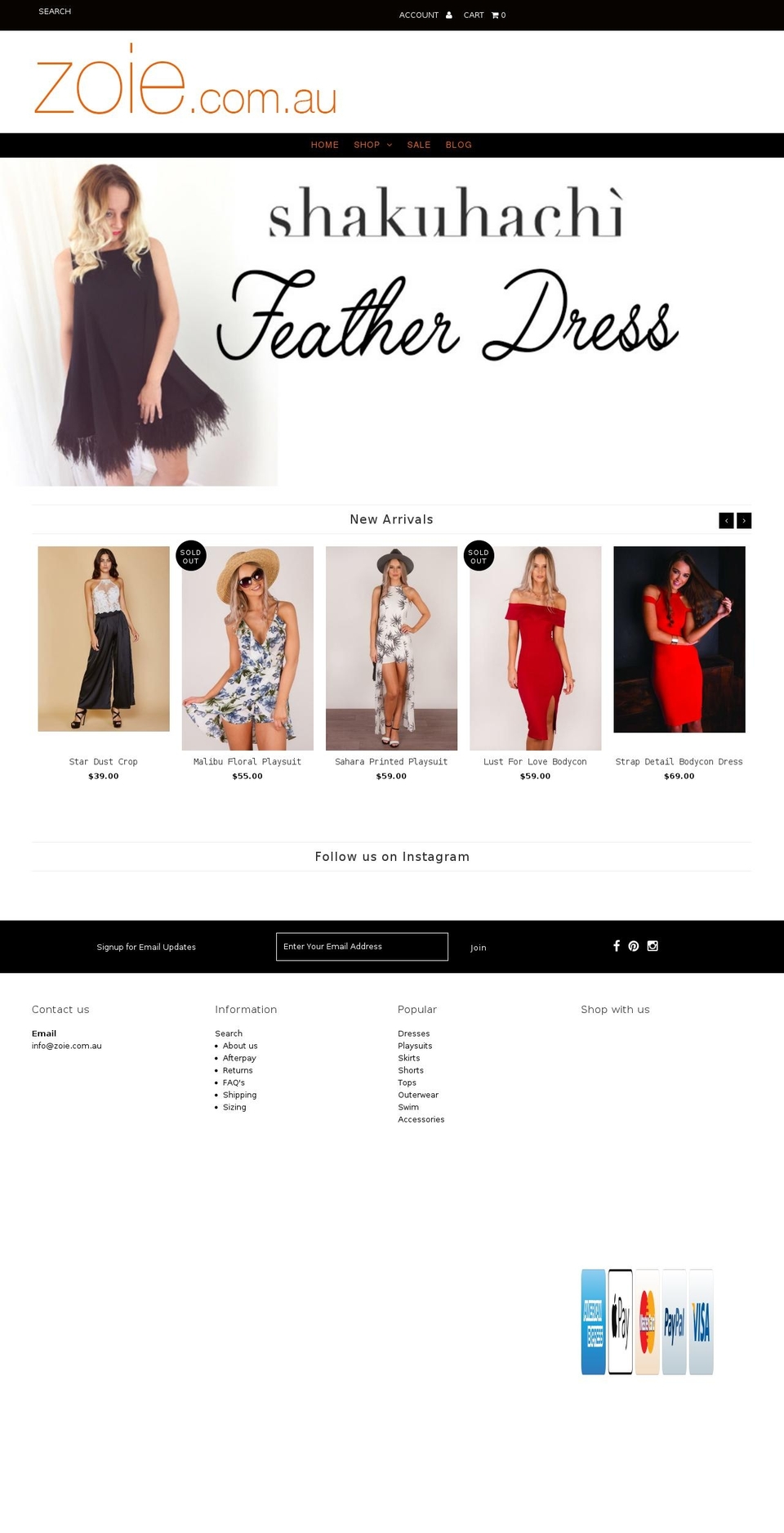 zoie.com.au shopify website screenshot