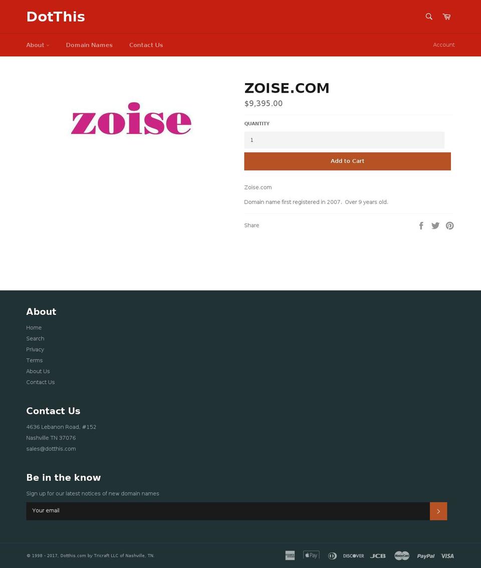 zoise.co shopify website screenshot