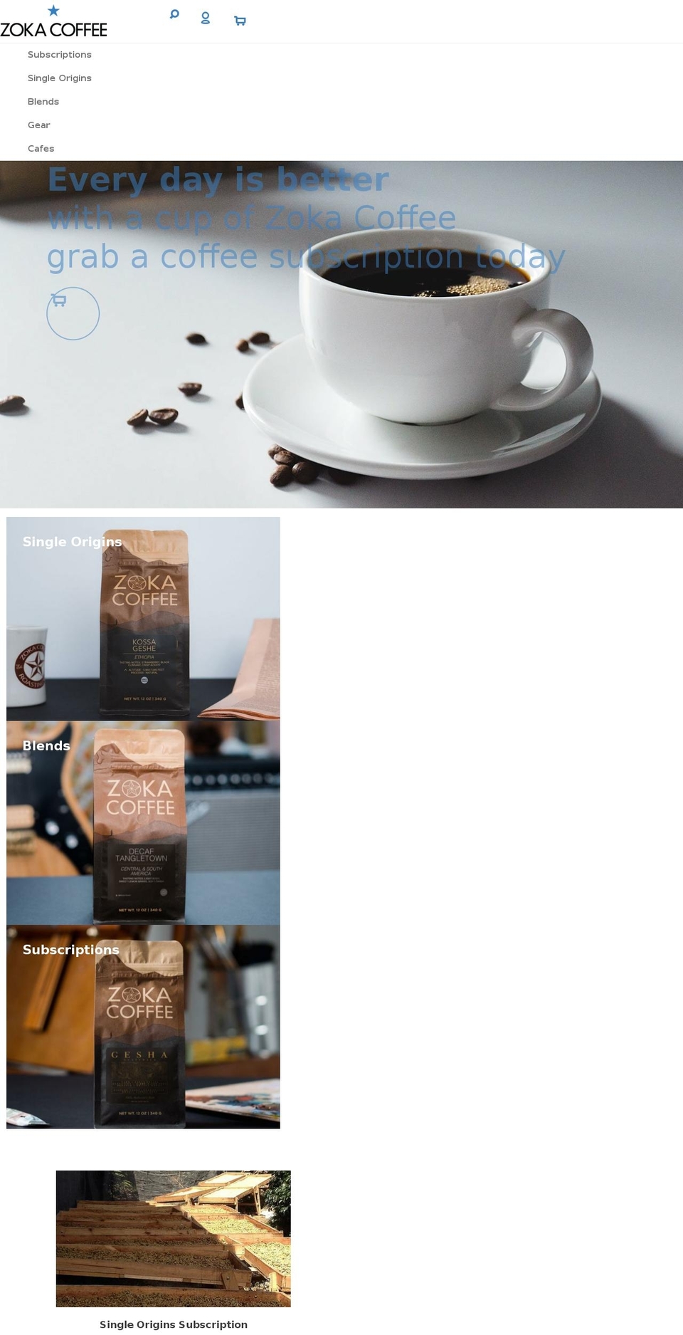 zokacoffee.com shopify website screenshot