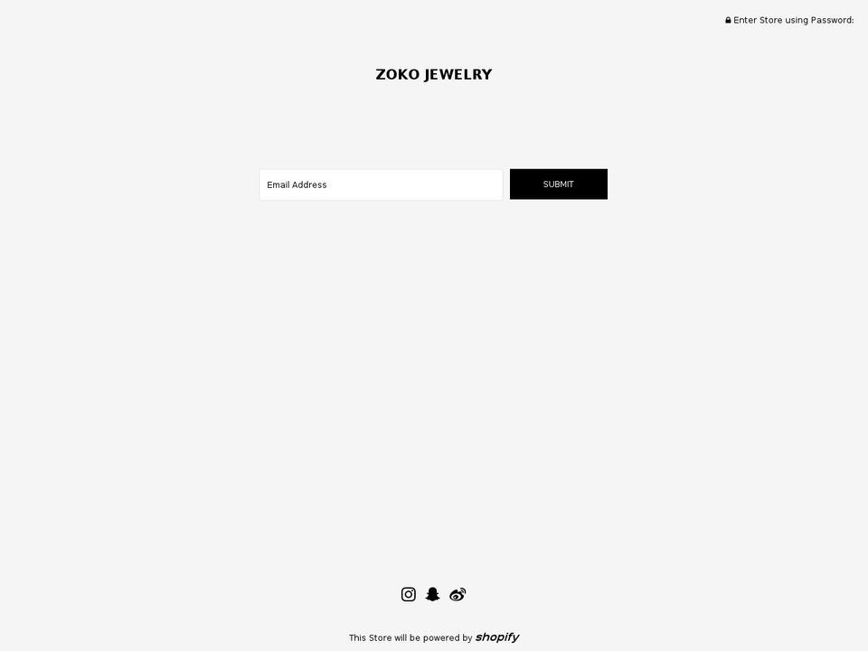 zokojewelry.com shopify website screenshot