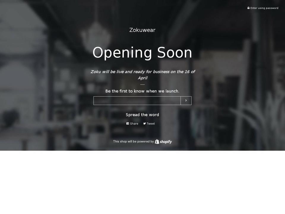 zokuwear.com shopify website screenshot