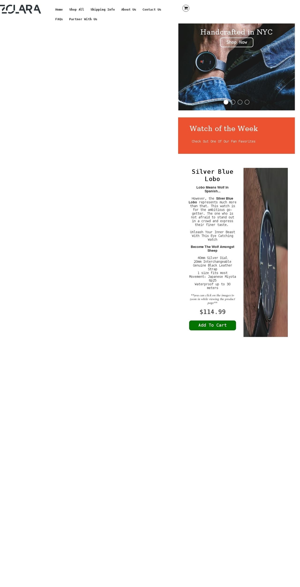 zolarabrand.com shopify website screenshot