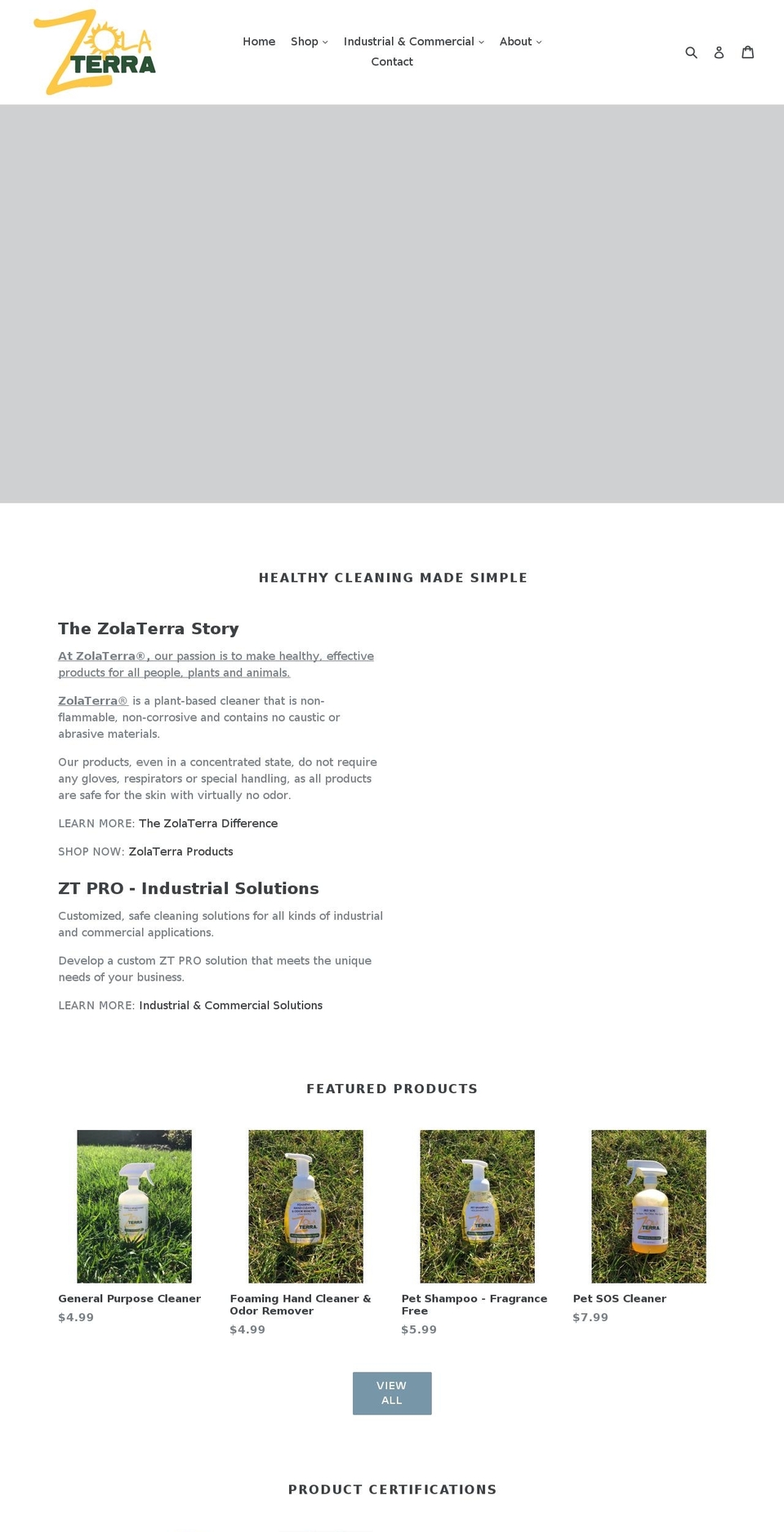 zolaterra.com — Shopify storefront screenshot