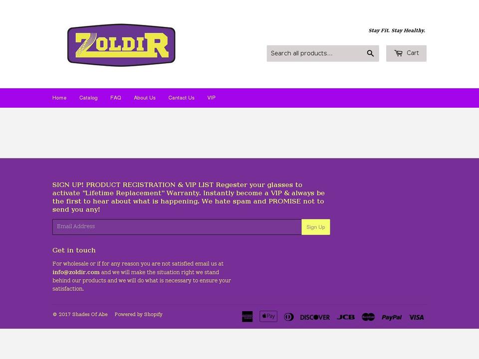 zoldir.com shopify website screenshot