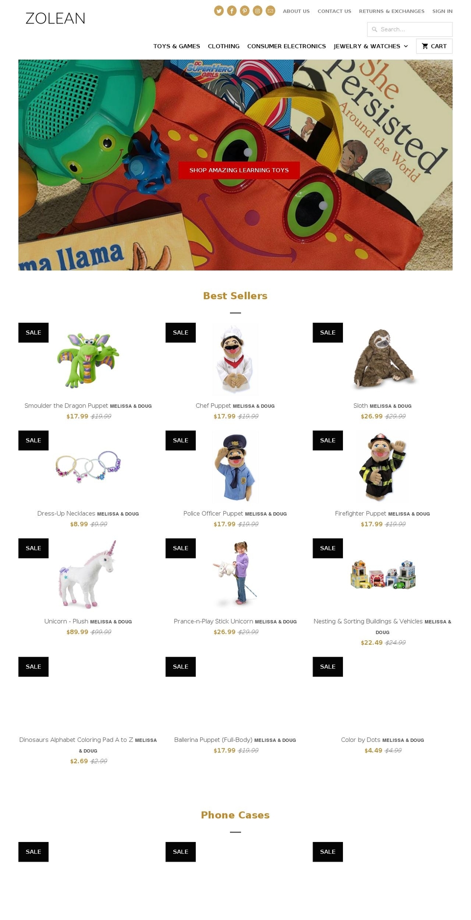 zolean.com shopify website screenshot