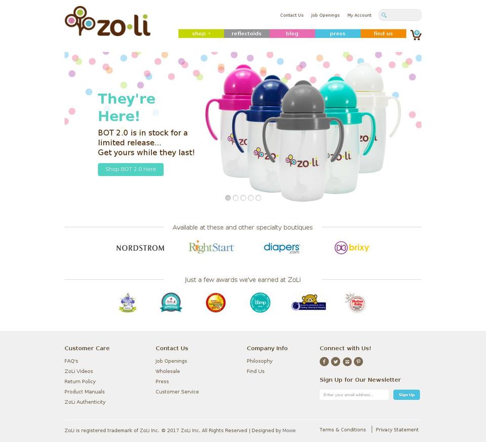 zoli-inc.com shopify website screenshot