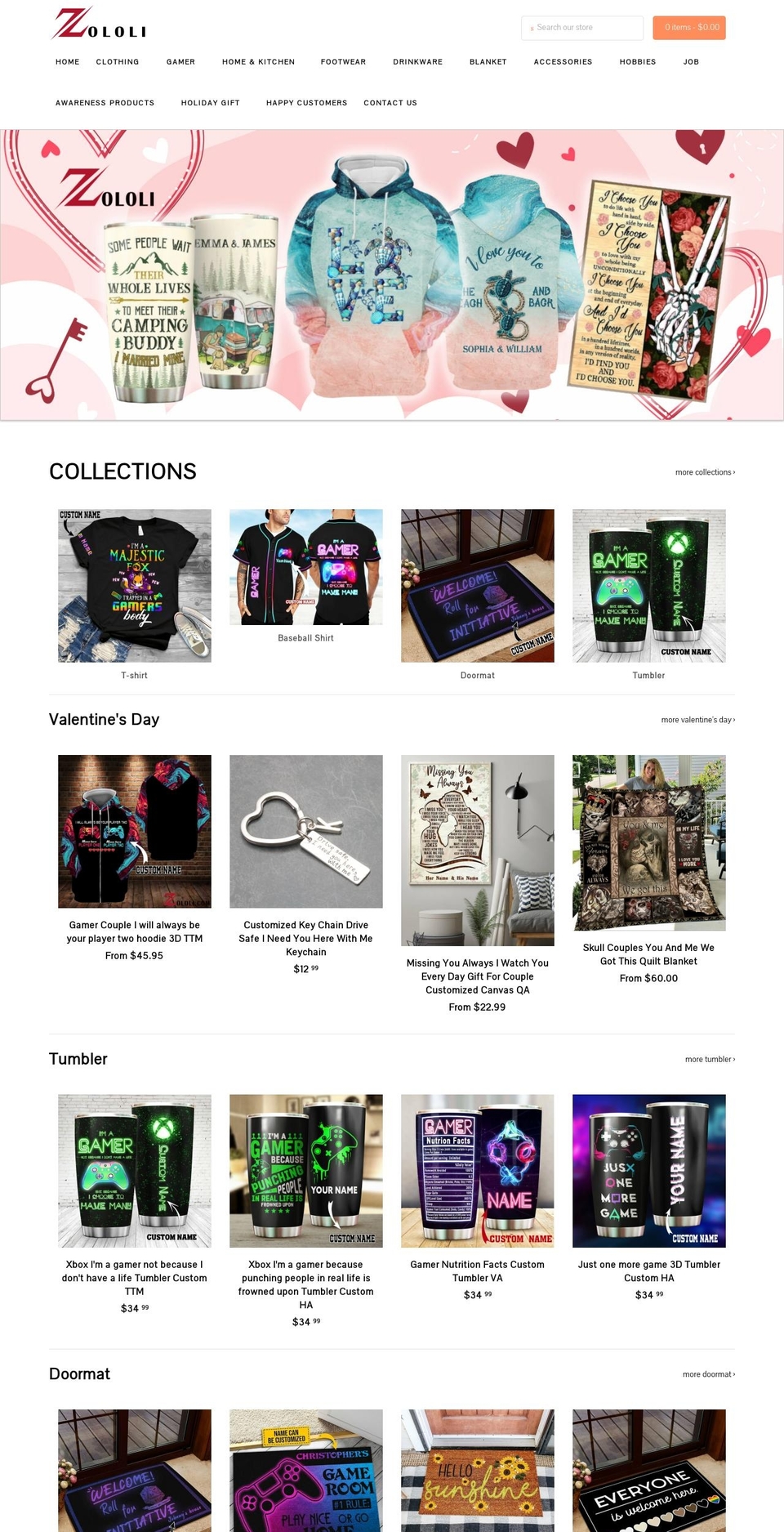 zololi.com shopify website screenshot