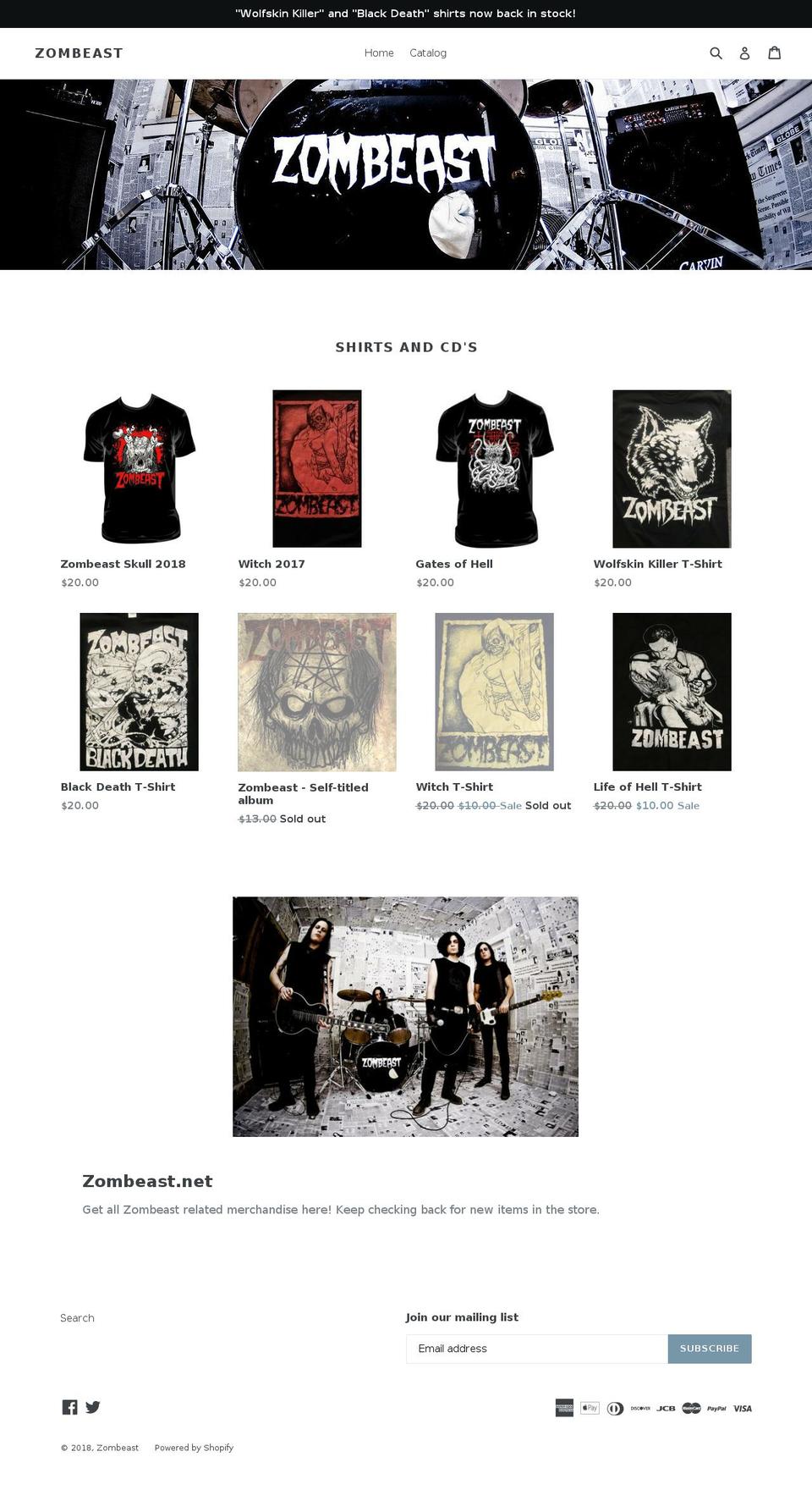 zombeast.net shopify website screenshot