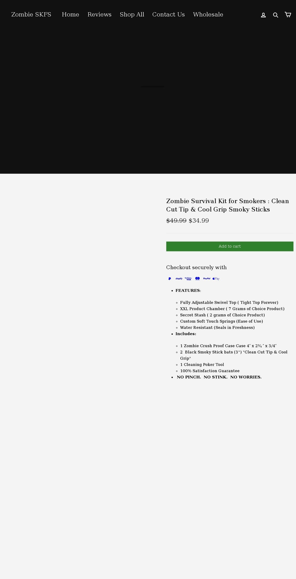zombie-survival-kit-for-smokers.myshopify.com — Shopify storefront screenshot
