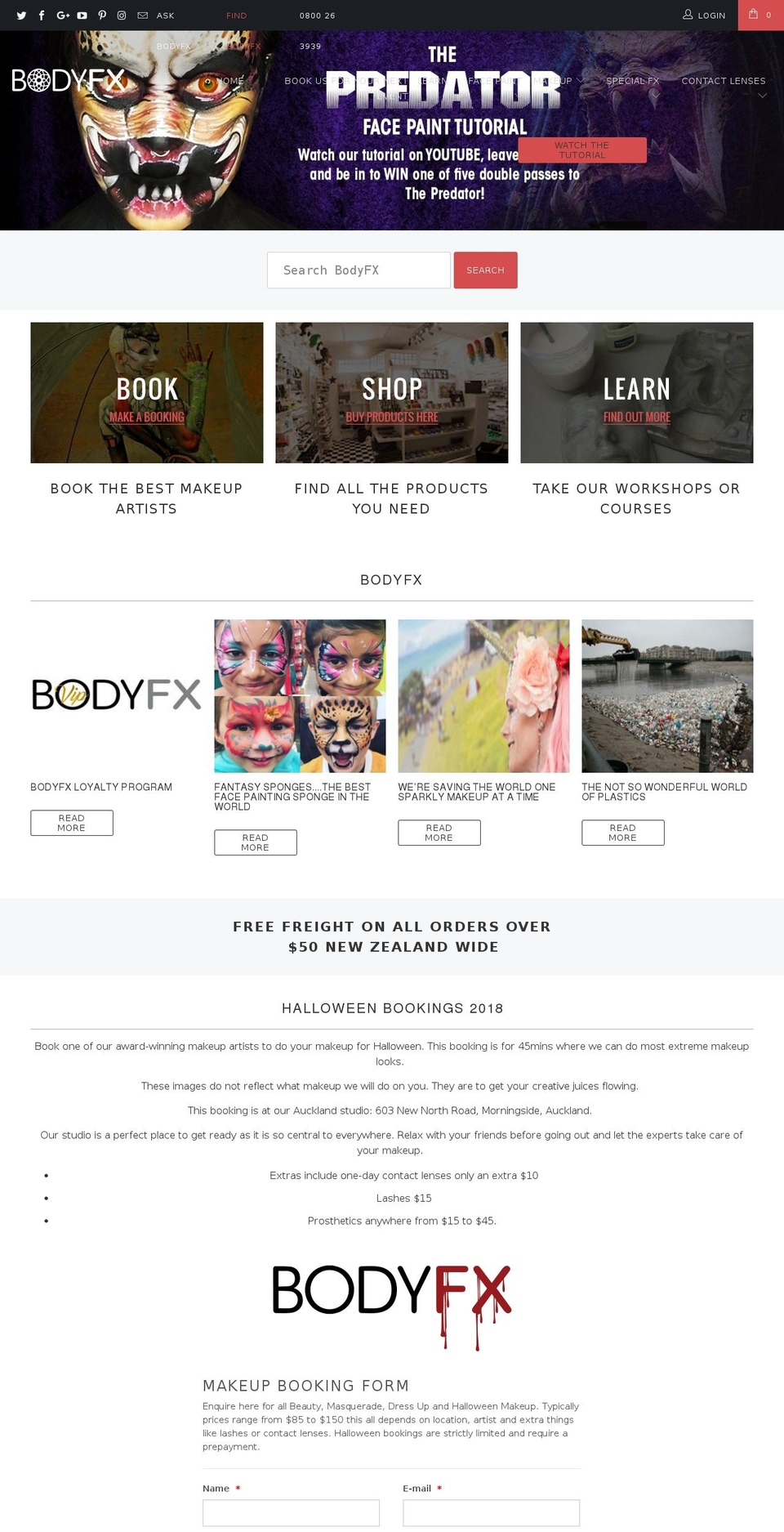 Main Theme BODYFX 23 April 2018 Shopify theme site example zombiefx.co.nz