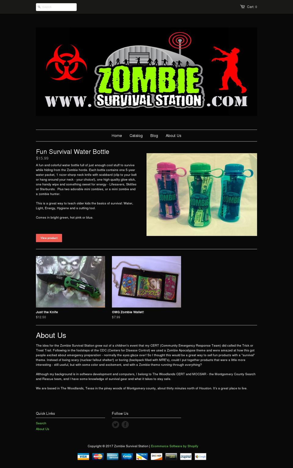zombiesurvivalstation.com shopify website screenshot
