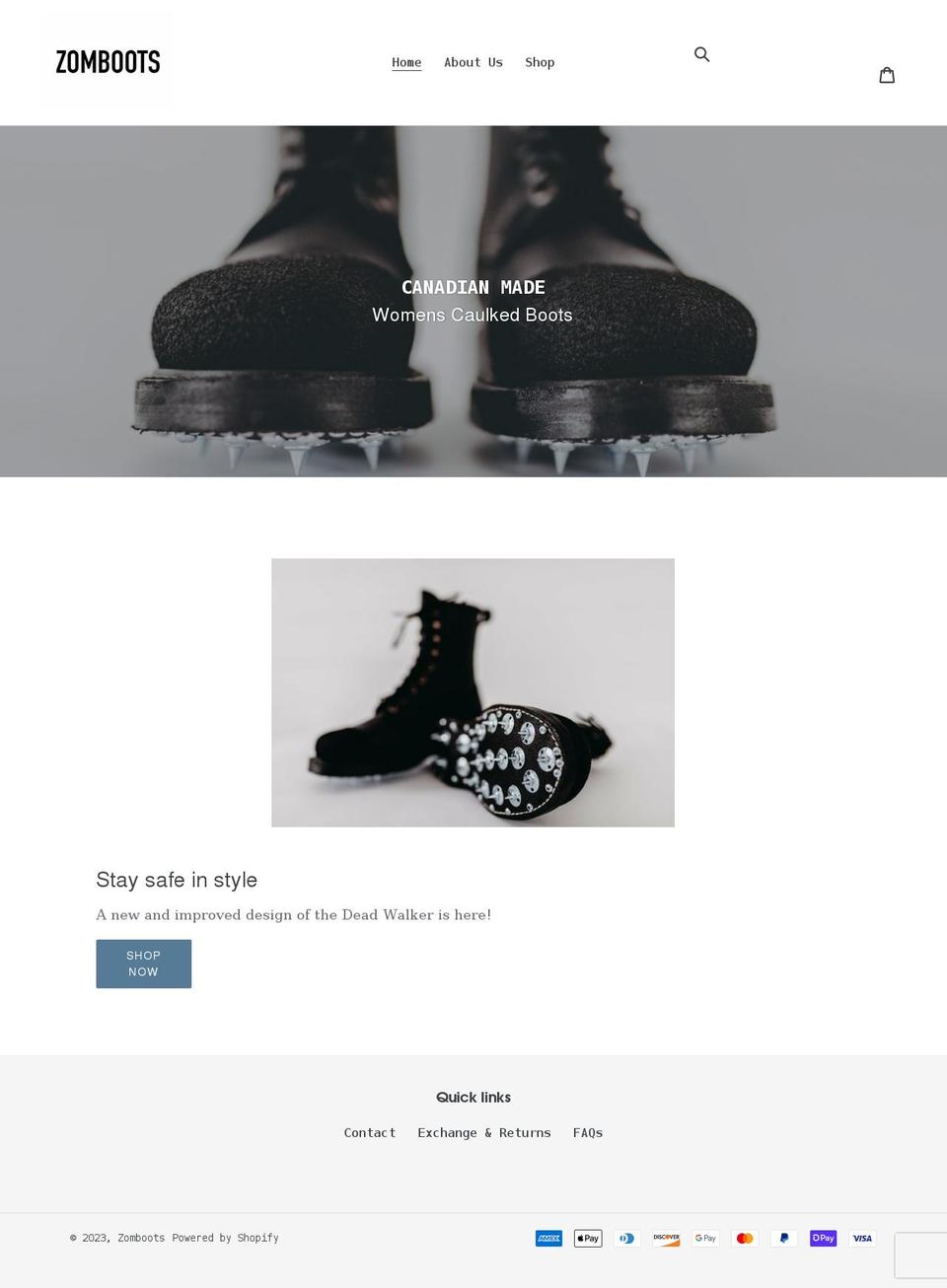zomboots.com shopify website screenshot